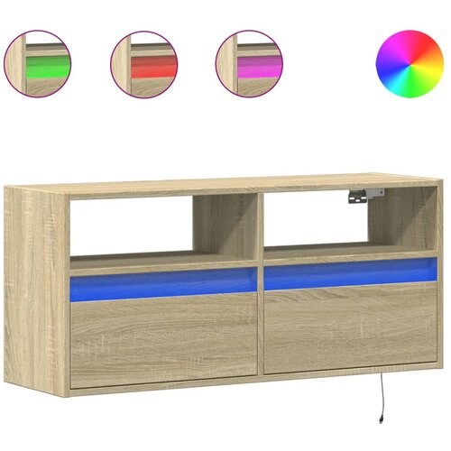 Maison Chic Stenska TV omarica - TV stojalo - Televizijska omarica z LED lučkami sonoma hrast 100x31x45 cm, (21700801) Slike