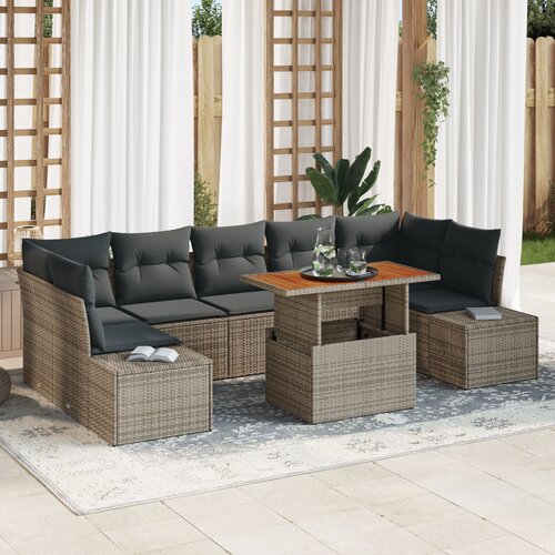 VidaXL 8-dijelni vrtni kauč set s jastucima siva poli rattan Slike
