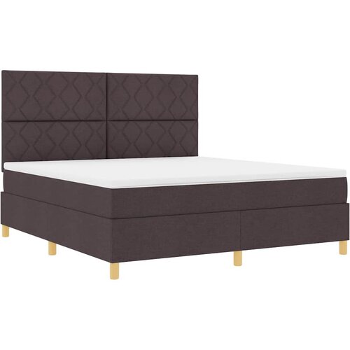  LED Box Spring Krevet Tamno smeđa 180 x 200 cm tkanina Slike