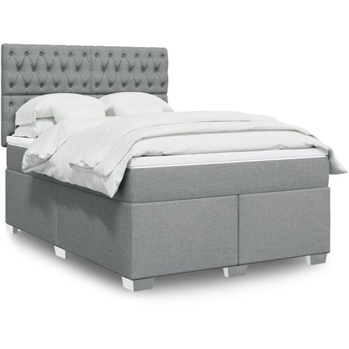 vidaXL Box spring postelja z vzmetnico svetlo siva 140x200 cm blago Cene