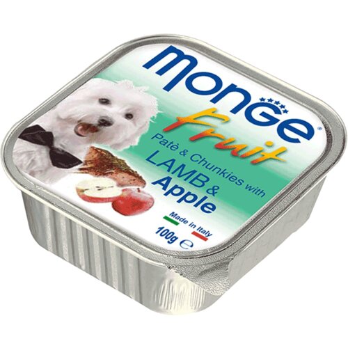 Monge Pa&amp;scaron;teta za pse sa komadićima mesa i voća Fruit Pate, 100 g - losos i kru&amp;scaron;ka Slike