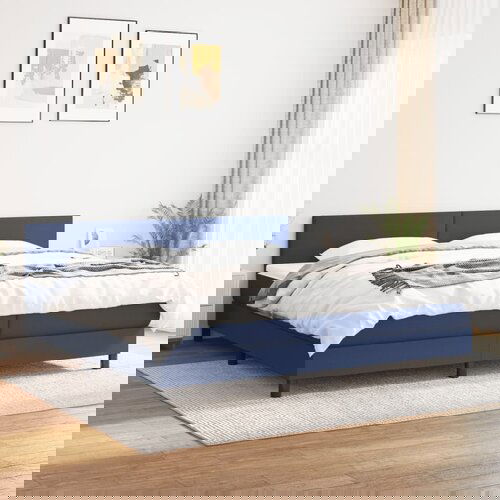 The Living Store Box spring postelja z vzmetnico moder 200x200 cm blago - Box Spring Postelja, (21512531) Slike