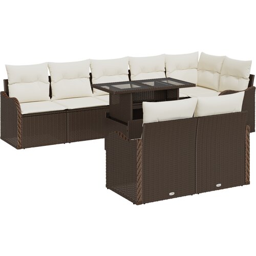 vidaXL 9-dijelni vrtni sofa set s jastučićima smeđa poli ratan Cijene