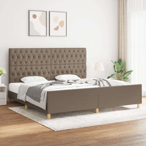  Posteljni okvir z vzglavjem taupe 200x200 cm blago, (20794801) Slike