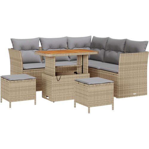  8-dijelni Vrtni Sofa Set s Jastucima Bež Poli Ratan Akacija  3-dijelni Vrtni Set za Ručavanje s Jastucima Bež Poli Ratan Akacija Cijene
