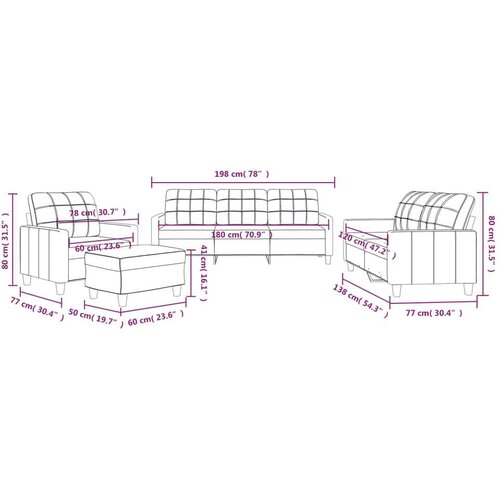 vidaXL 4-dijelni set sofa s jastucima boja cappuccina od umjetne kože Cijene