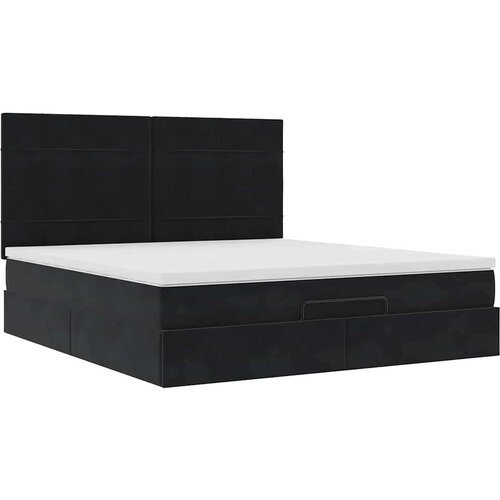 VidaXL Okvir kreveta s madracima crni 160x200cm bar&amp;scaron;unasti Slike