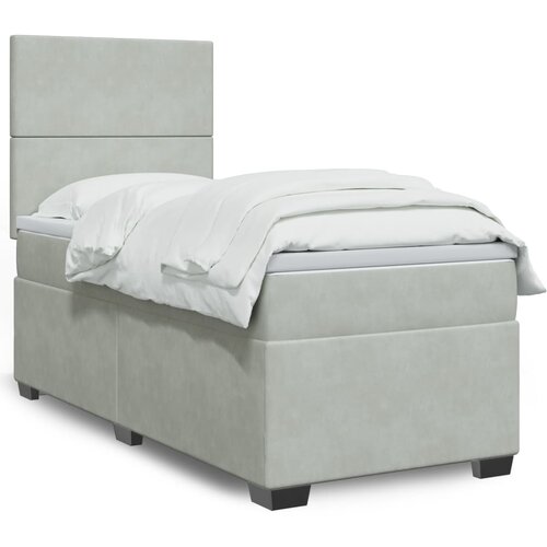 vidaXL Box spring postelja z vzmetnico svetlo siva 90x200 cm žamet Cene