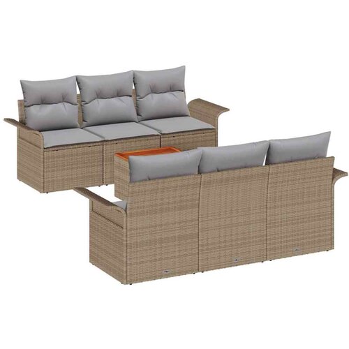 vidaXL Vrtna sedežna garnitura z blazino 7 pcs Bež poli ratan, (5000142887) Cene