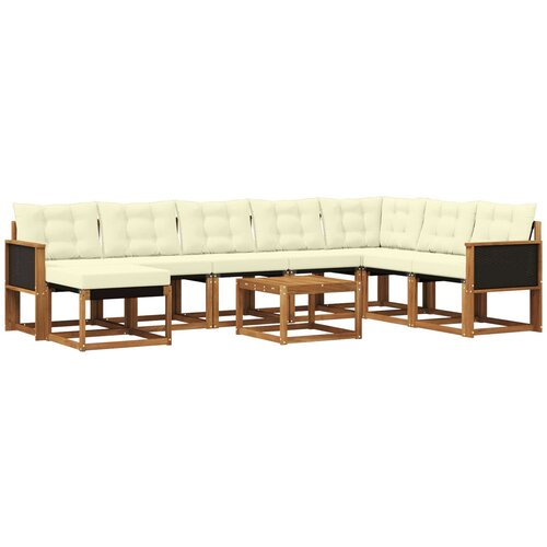 vidaXL Zunanja garnitura za sedenje z blazino 9 pcs Naravna in smetana, (5000282399) Cene