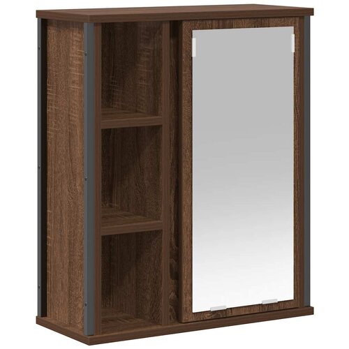 Maison Chic Kopalniška stenska omarica - Kopalniške omarica z ogledalom rjavi hrast 50x21x60 cm iu695, (22063992) Cene