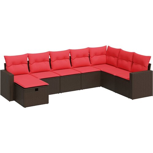 vidaXL Vrtna garnitura - 8-dijelni set vrtnih sofa s jastucima smeđi od poliratana - Smeđa sa spremištem 8 Cene