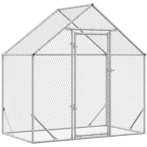 VidaXL Kletka za pi&amp;scaron;čance srebrna 170 x 100 x 177 cm Cinkana jeklena Slike