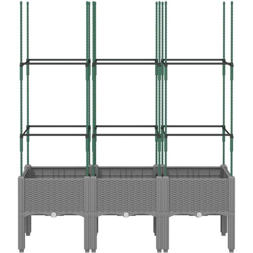  Vrtna sadilica s re&amp;scaron;etkom svjetlosiva 120 x 40 x 142 5 cm PP Slike