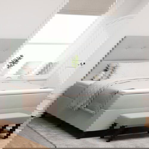 vidaXL Postelja s škatlo z vzmetnico in klubsko mizo svetlo siva 120x190 cm žamet Cene