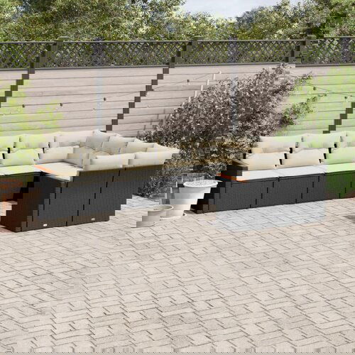  The Living Store Vrtna sedežna garnitura 9-delna z blazinami črn poli ratan - Vrtna Sedežna Garniture, (21477872) Cene