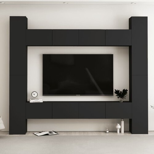 vidaXL 8-dijelni set TV ormarića crni od iverice Cene