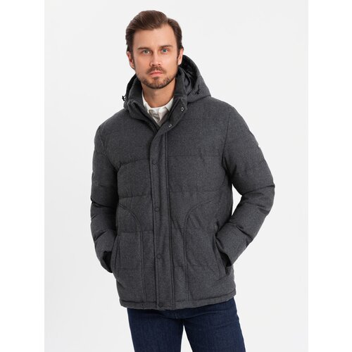 Ombre Men's lightweight jacket with mesh lining and hood - black Slike