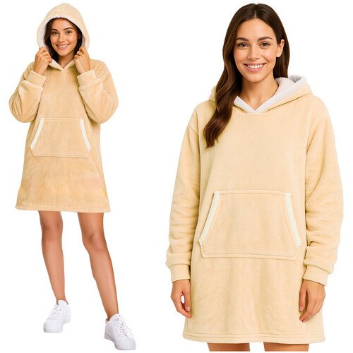 Iso Topla pulover odeja s kapuco in rokavi - hoodie odeja bež Cene