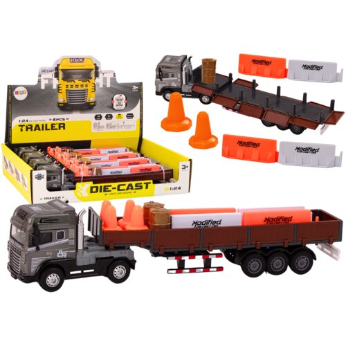 Kamion s prikolicom 1:24 TIR + cestovne barikade - sivi Cijene