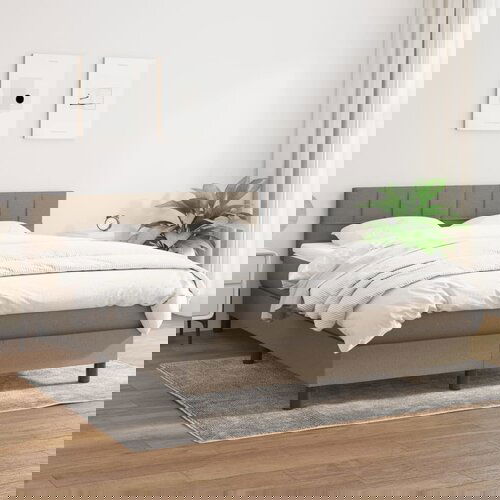 The Living Store Box spring postelja z vzmetnico taupe 140x200 cm blago - Box Spring Postelja, (21513524) Slike