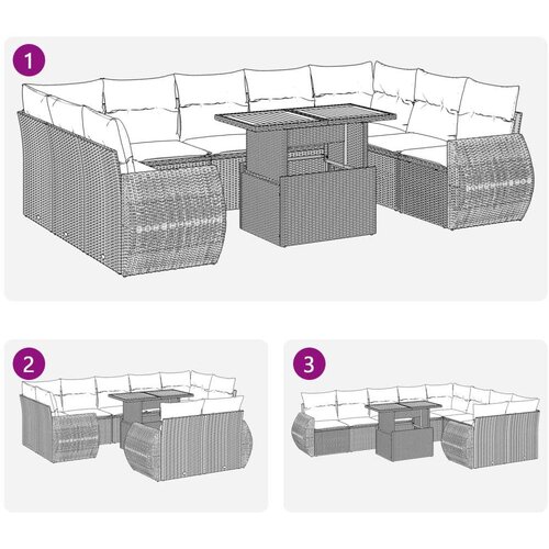 VidaXL 10-dijelni set vrtnih sofa s jastucima bež od poliratana Slike