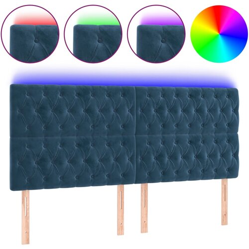 VidaXL LED posteljno vzglavje temno modro 200x7x118/128 cm žamet, (20793795) Slike