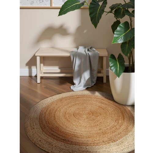 Hanse Home Obojestranska/ročno tkana okrogla preproga iz jute v naravni barvi &amp;oslash; 100 cm Jutta Gold &amp;ndash; Slike