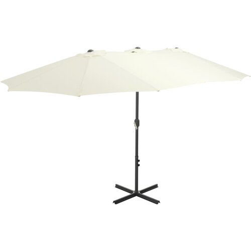 Vanjski suncobran s aluminijskim stupom 460 x 270 cm pje&amp;scaron;čani Slike