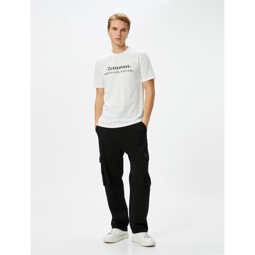 Koton Motto Printed T-Shirt Crew Neck Slim Fit Short Sleeve Slike