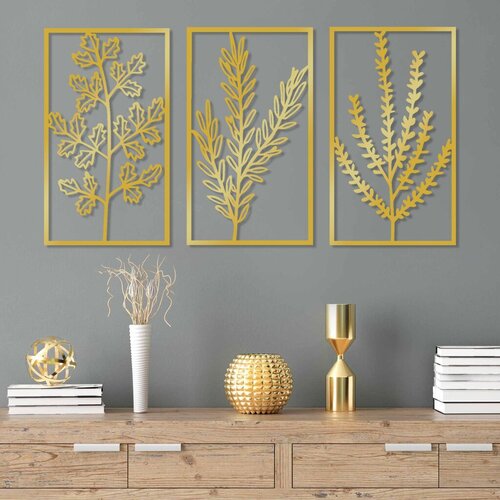 Wallity zidna dekoracija Golden Triple Flowers 4, Zlatna boja Cene