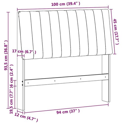 VidaXL tapecirani uzglavlje crna 100 cm čvrsto borovo drvo Slike