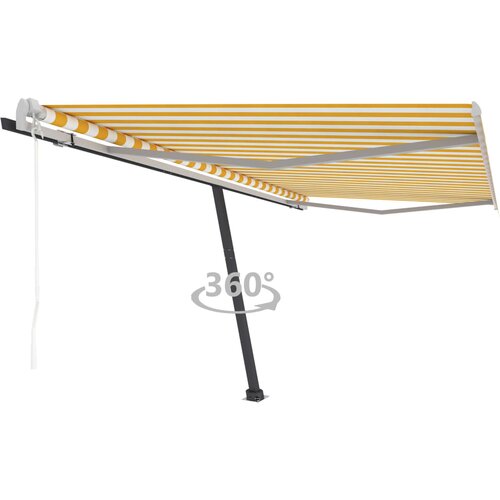 vidaXL Prostostoječa avtomatska tenda 400x350 cm rumena/bela Cene