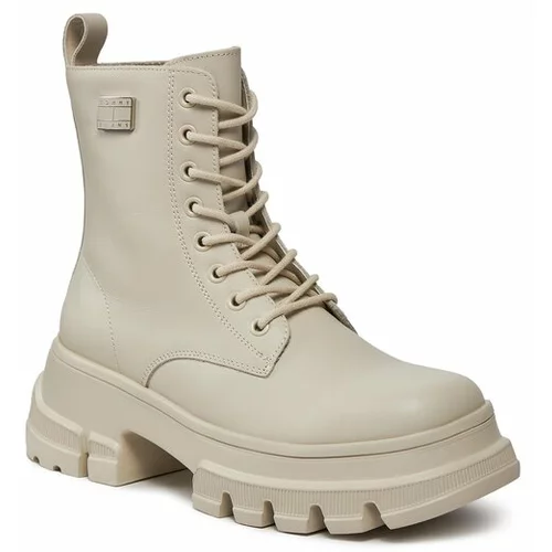Tommy Jeans Pohodni čevlji Tjw Chunky Leather Boot EN0EN02503 Bež