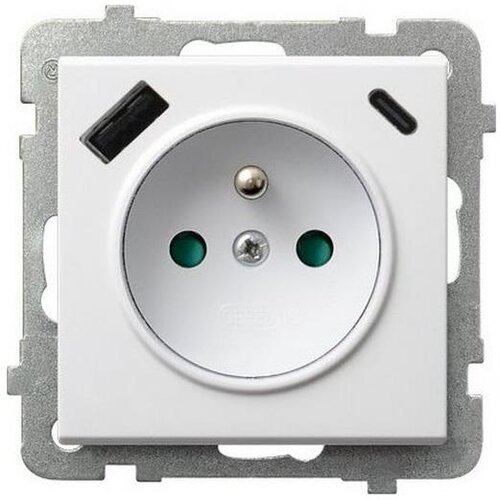 Ospel - Kućna utičnica bez okvira 230V + 1xUSB-A + 1xUSB-C SONATA bela Slike
