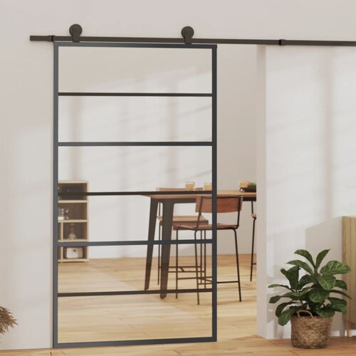 vidaXL Drsna vrata z opremo ESG steklo in aluminij 102x205 cm Cene