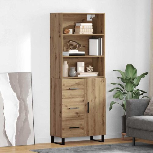 vidaXL Visok predalnik s predalom Umetni hrast 69,5 x 34 x 180 cm Cene