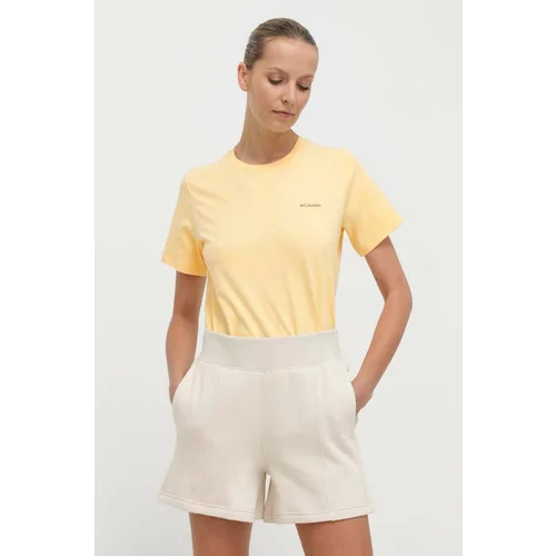 Columbia Bombažna kratka majica ženski, rumena barva