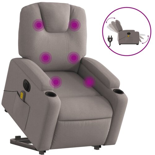 vidaXL Električni masažni naslanjač s funkcijo vstajanja taupe, (20924193) Cene