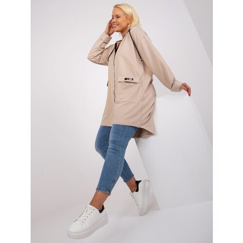 Fashion Hunters Beige long hoodie of larger size Slike
