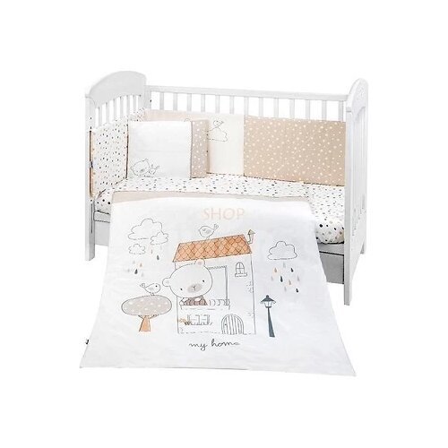  Set posteljine za krevetac sa ogradicom My Teddy, Braon-beli Cene