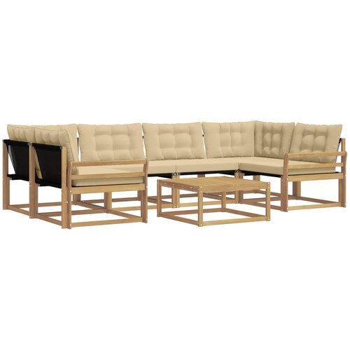  Set vanjskih sofa 7 kom. Bijela i bež Smeđa 79 x 79 x 37 cm Slike