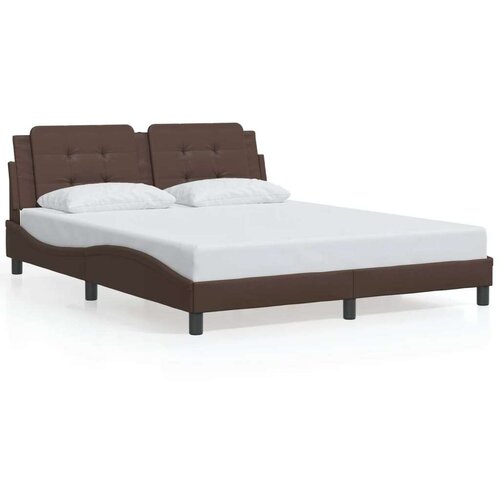 vidaXL Okvir kreveta s LED svjetlima smeđi 160x200 cm od umjetne kože Cijene