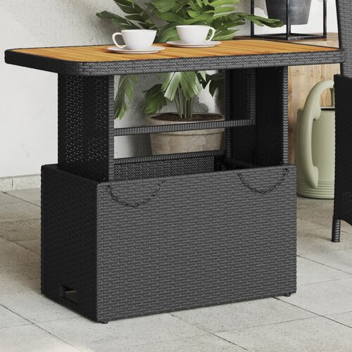  Vrtni stol crni 90 x 55 x 71 cm od poliratana i bagremovog drva Cijene