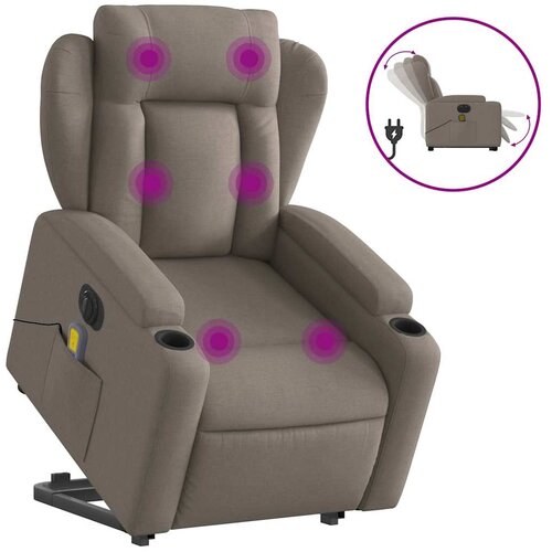 Maison Chic Električni masažni naslanjač - Relax naslanjač s funkcijo vstajanja taupe, (22042575) Slike