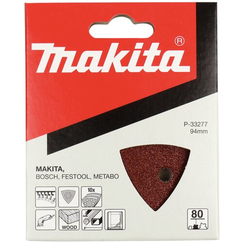 Makita P-33277 Brusni papir 94 x 94 x 94 mm, K80, 10 komada Bo4561 8 rupa Slike
