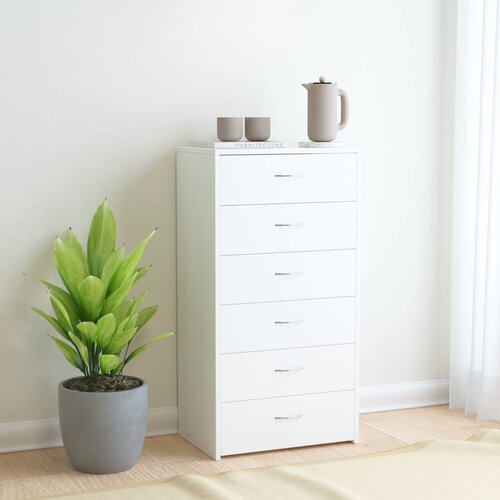 VidaXL komoda s 6 predali bela 50x34x96 cm iverna plo&amp;scaron;ča Slike