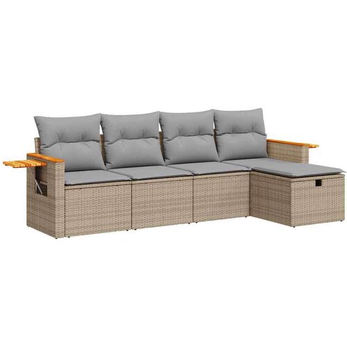 VidaXL 5-dijelni vrtni set sofa s jastucima bež od poliratana Slike