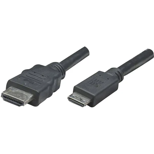 Manhattan HDMI priključni kabel [1x HDMI-utikač <=> 1x HDMI-utikačC mini] 1,80m, crn