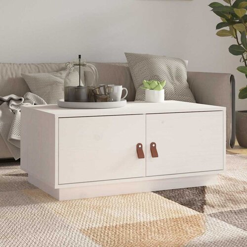  Stolić za kavu bijeli 80 x 50 x 35 cm od masivne borovine Bijela Slike